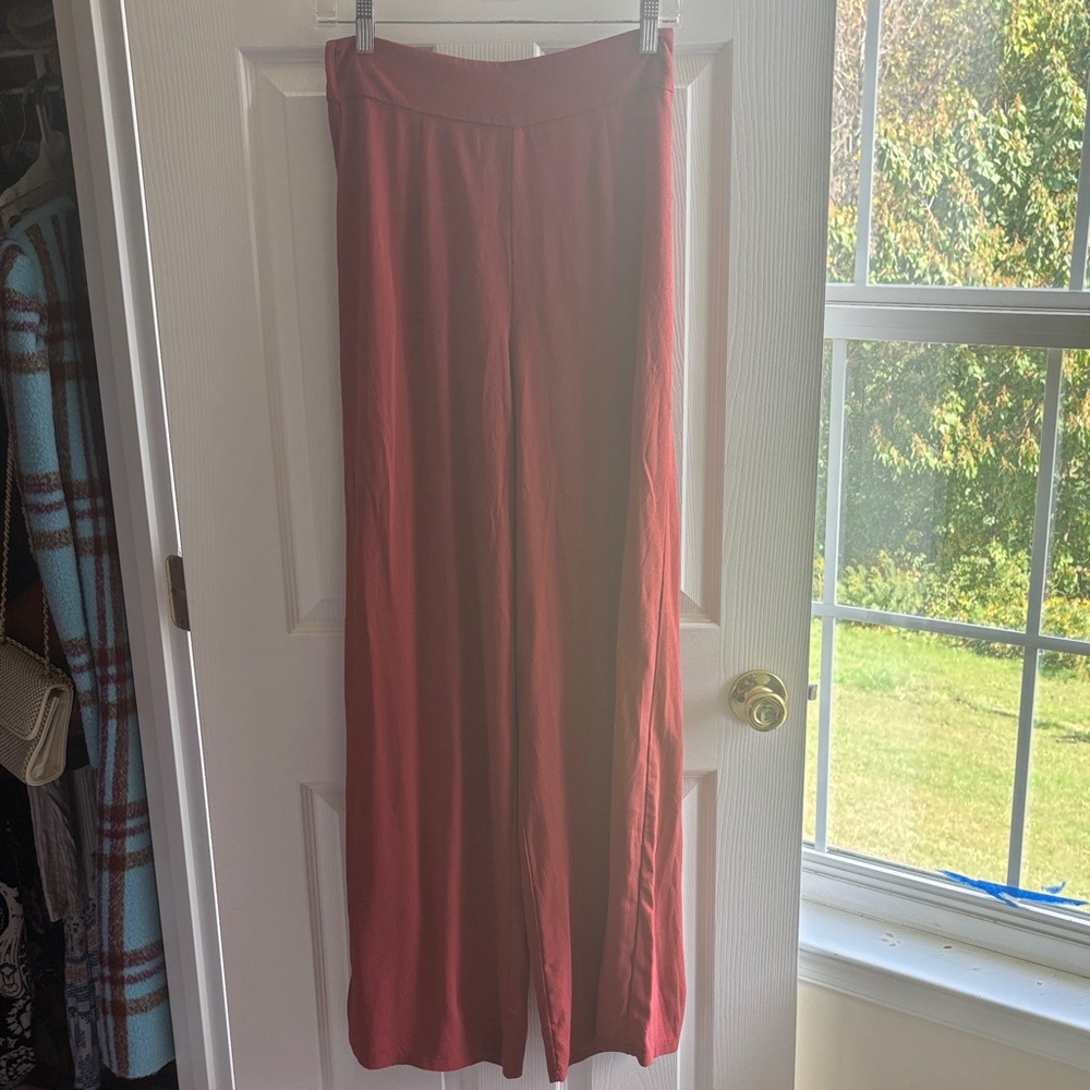 Chic Red Wide Leg Women's Pants
